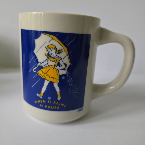 Vintage Morton Salt Ceramic Coffee Mugs Set of 4 - When it Rains It Pours - Picture 13 of 16